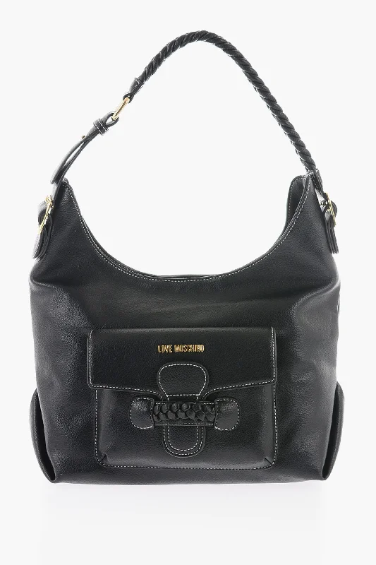 Moschino Love Faux Leather Shoulder Bag With Braided Handle