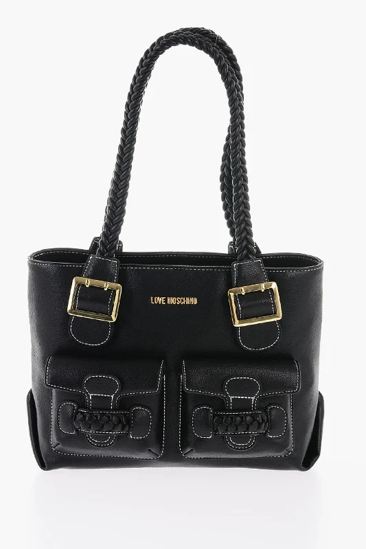 Moschino Love Faux Leather Shoulder Bag With Braided Handle