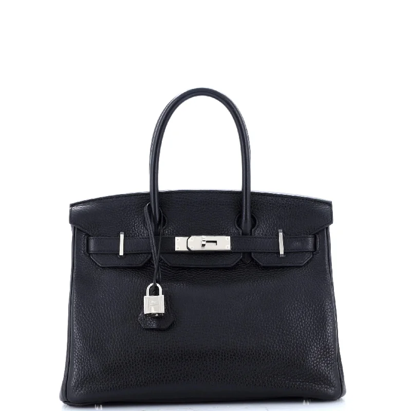 Birkin Handbag Noir Clemence with Palladium Hardware 30