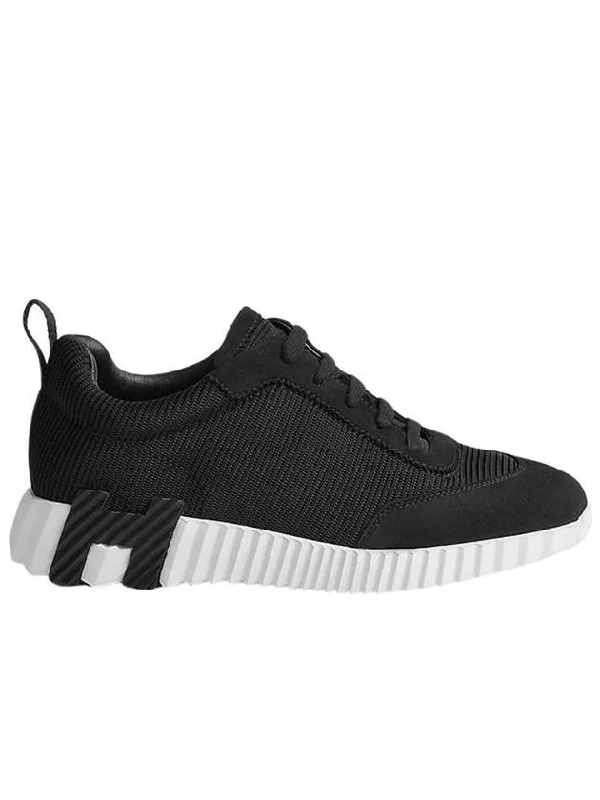 Bouncing Mesh Suede Goatskin Low Top Sneakers Noir