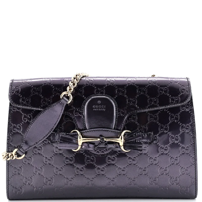 Emily Chain Flap Bag Guccissima Patent Medium