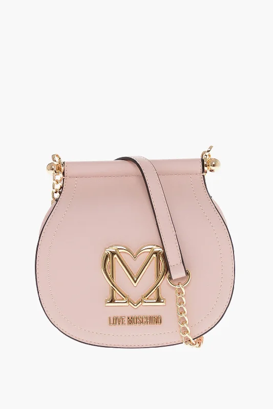 Moschino Love Faux Leather Bag With Chain Shoulder Strap And Golden L