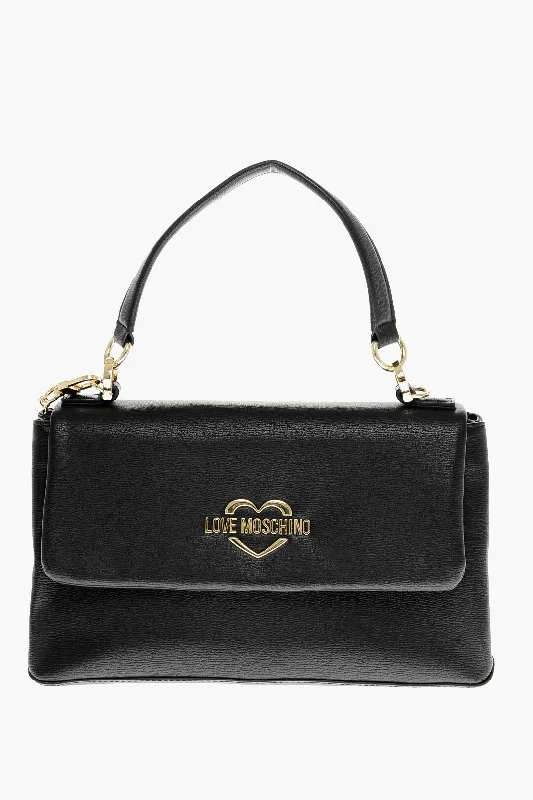 Moschino Love Faux Leather Shoulder Bag With Golden Logo