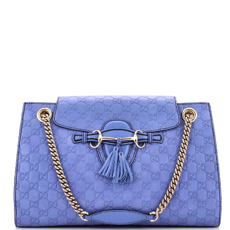 Emily Chain Flap Shoulder Bag Guccissima Leather Large