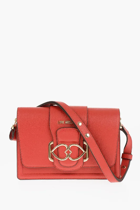 Moschino Love Faux Leather Love Bridge Shoulder Bag With Double Heart