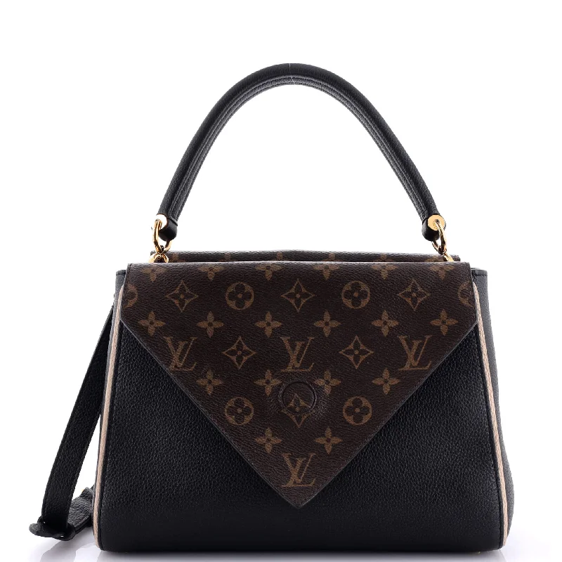 Double V Handbag Calfskin with Monogram Canvas