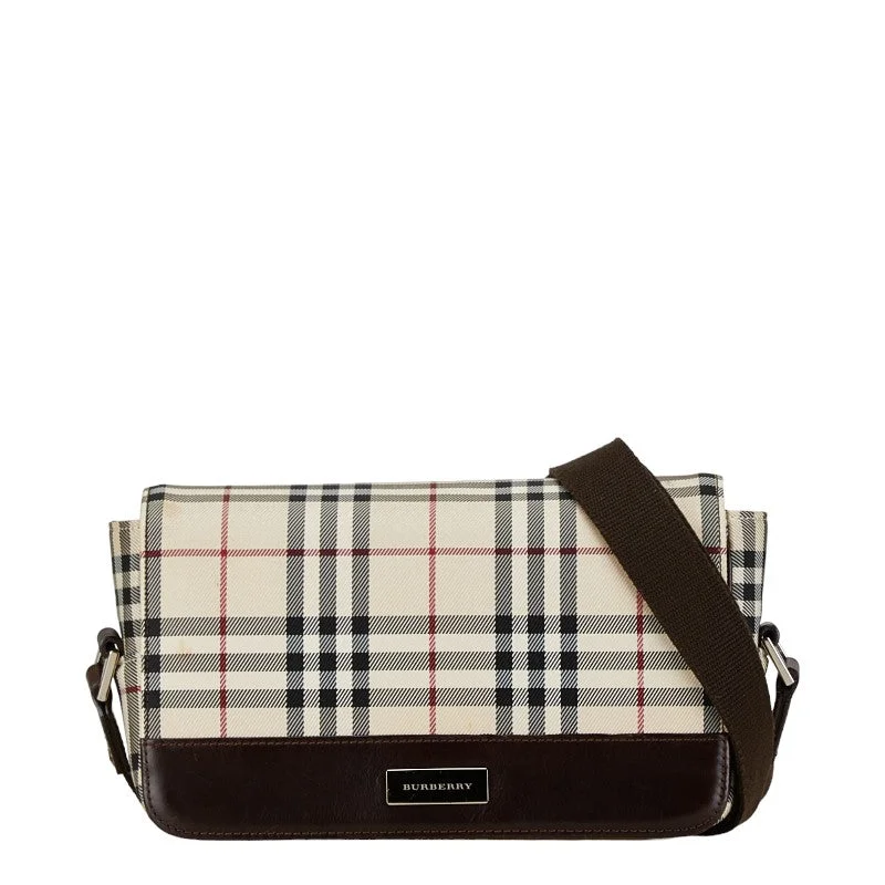 Burberry Nova Check Canvas Leather Shoulder Bag