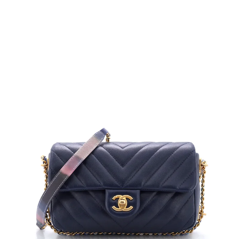 Chain Around CC Flap Bag Chevron Lambskin Mini