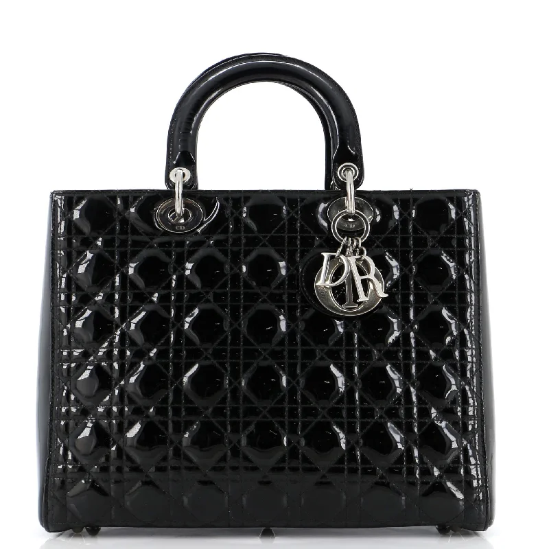 Lady Dior Bag Cannage Quilt Patent Large