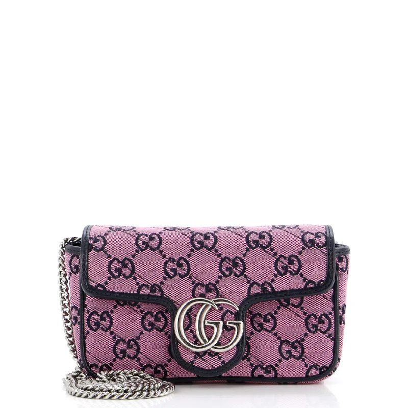 GG Marmont Flap Bag Diagonal Quilted GG Canvas Super Mini