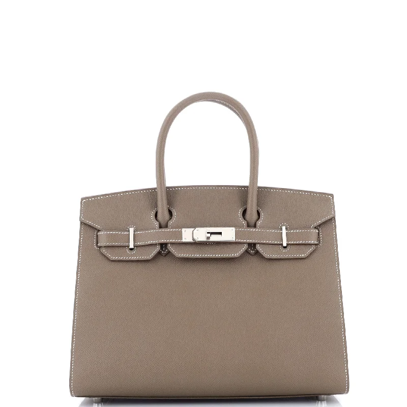 Birkin Sellier Bag Grey Epsom with Palladium Hardware 30