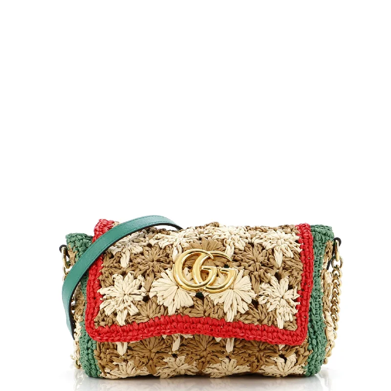 GG Marmont Flap Bag Raffia Small