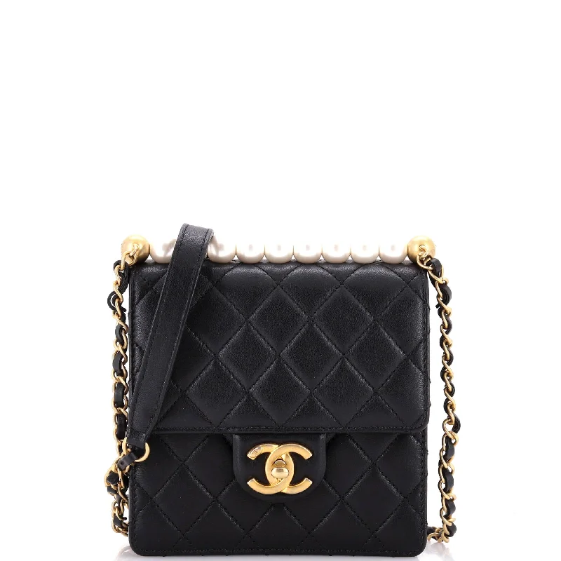 Chic Pearls Flap Bag Quilted Lambskin Mini