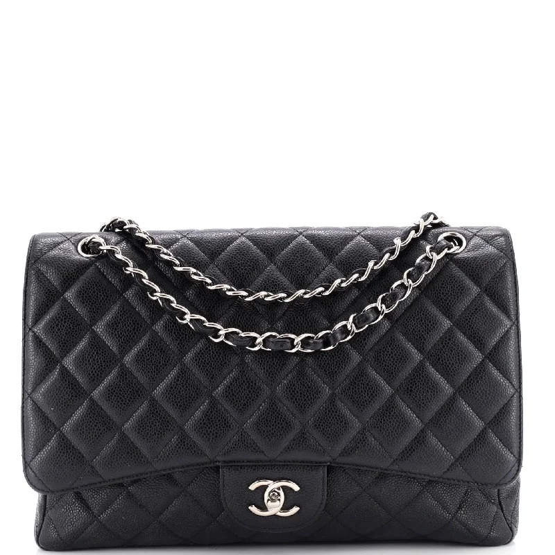 Classic Single Flap Bag Quilted Caviar Maxi