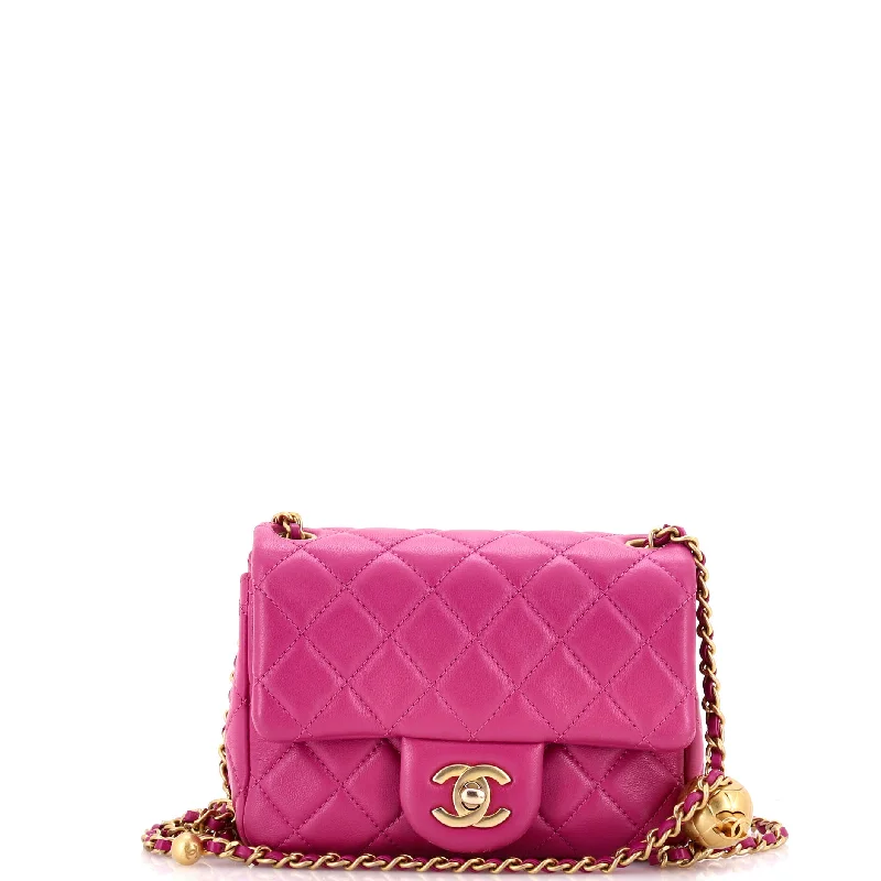 Pearl Crush Square Flap Bag Quilted Lambskin Mini