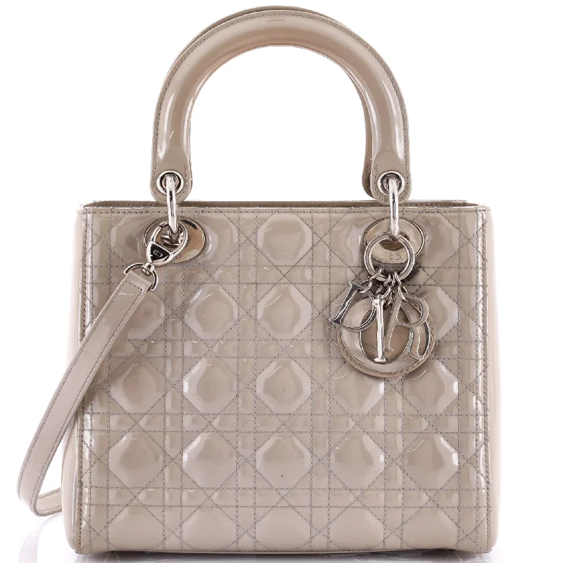 Lady Dior Bag Cannage Quilt Patent Medium