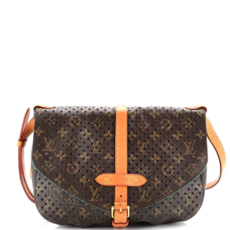 Flore Saumur Handbag Perforated Monogram Canvas