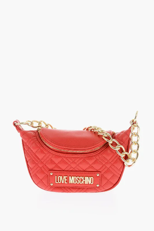 Moschino Love Chain Handle Quilted Faux Leather Bag