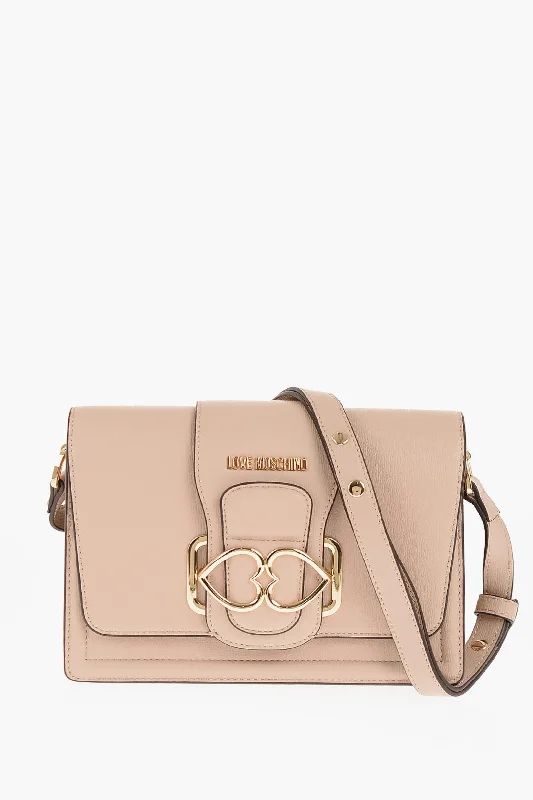 Moschino Love Faux Leather Love Bridge Shoulder Bag With Double Heart