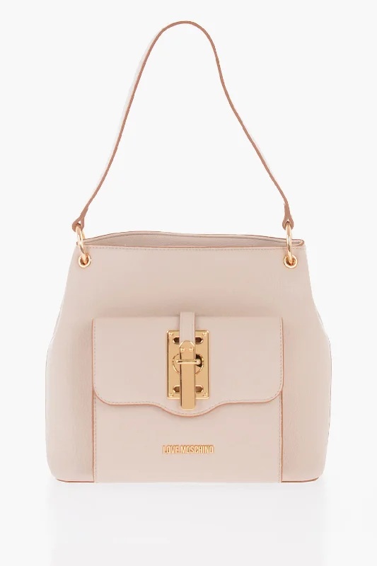 Moschino Love Faux Leather Shoulder Bag With Golden Details