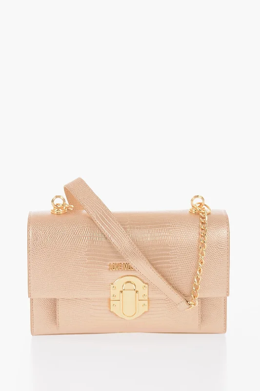 Moschino Love Metallic Faux Leather Shoulder Bag