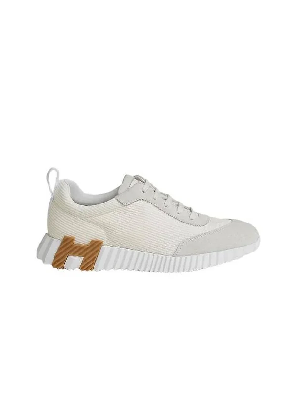 Bouncing Mesh Suede Goatskin Low Top Sneakers Blanc