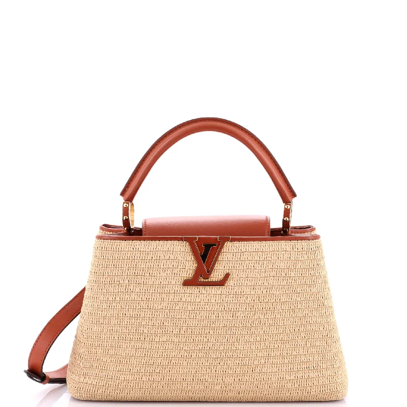 Capucines Bag Raffia with Leather PM