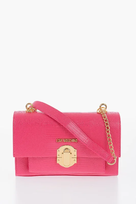 Moschino Love Faux Leather Shoulder Bag With Metal Magnetic Closure