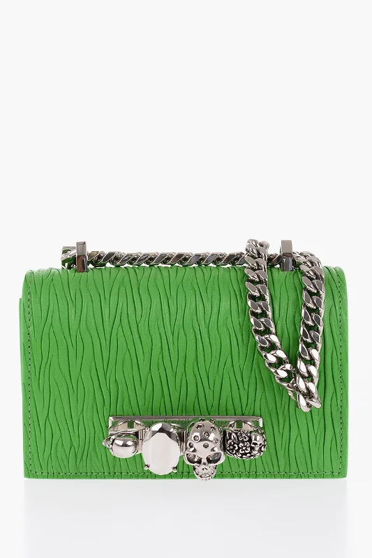 Alexander Mcqueen Pleated Leather Four Ring Bag With Chain