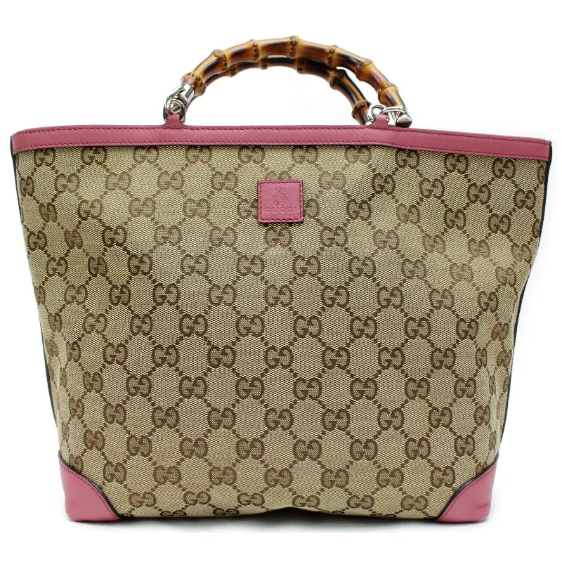 Brand Inspired Gucci Tote Bag Kids Line Banboo Tote Bag Pink Canvas (SHC7-10998)