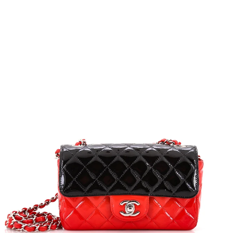 Bicolor Classic Single Flap Bag Quilted Patent Mini