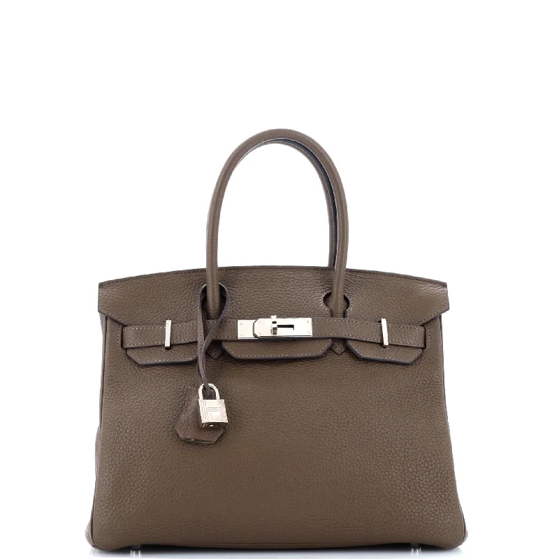 Birkin Handbag Verso Clemence with Palladium Hardware 30