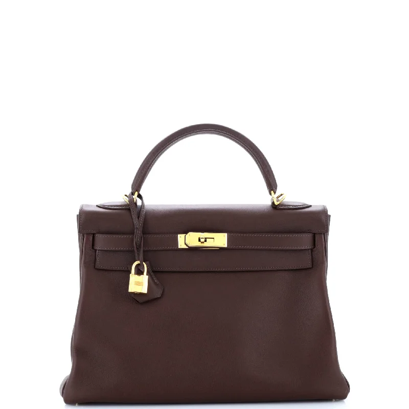 Kelly Handbag Havane Swift with Gold Hardware 32