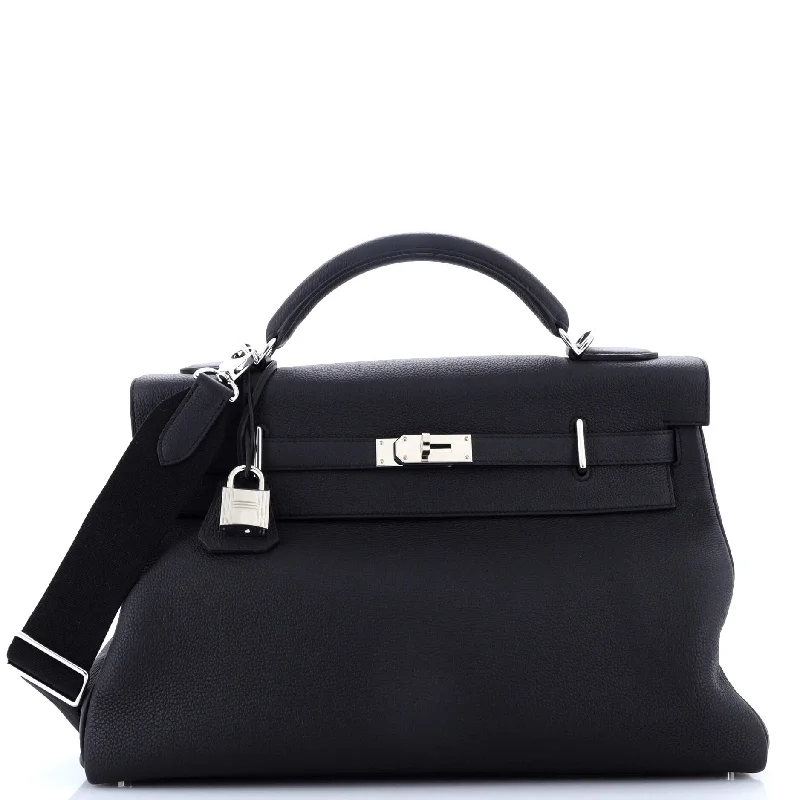 Kelly Maxi Handbag Black Togo with Palladium Hardware 42