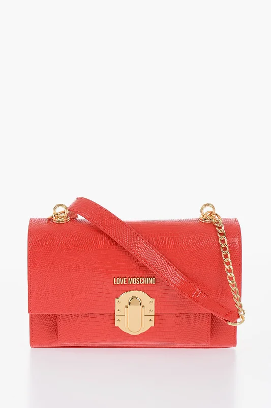 Moschino Love Faux Leather Shoulder Bag With Metal Magnetic Closure