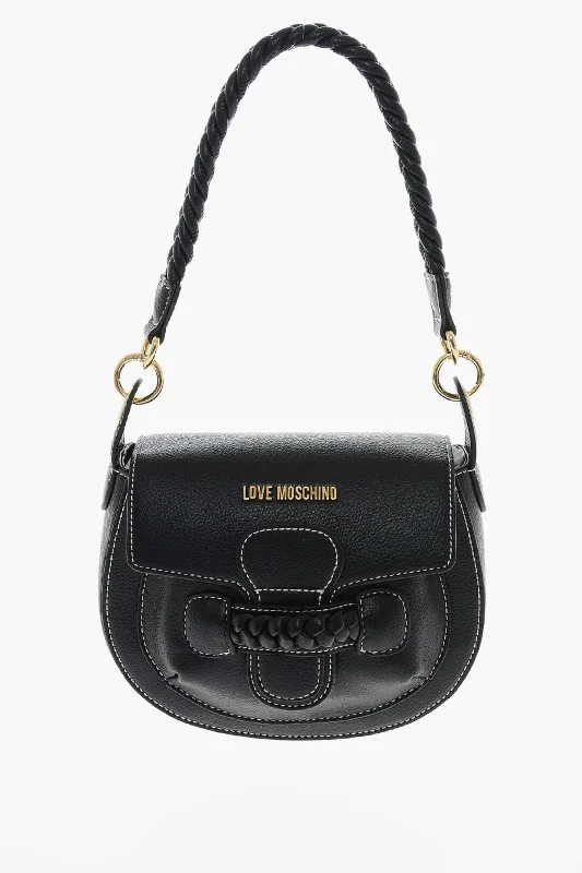 Moschino Love Faux Leather Saddle Bag With Braided Details