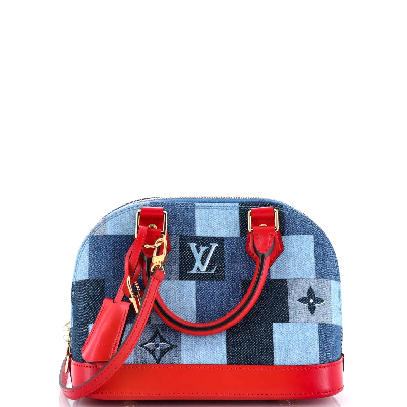 Alma Handbag Damier and Monogram Patchwork Denim BB