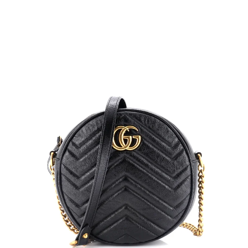 GG Marmont Round Shoulder Bag Matelasse Leather Mini