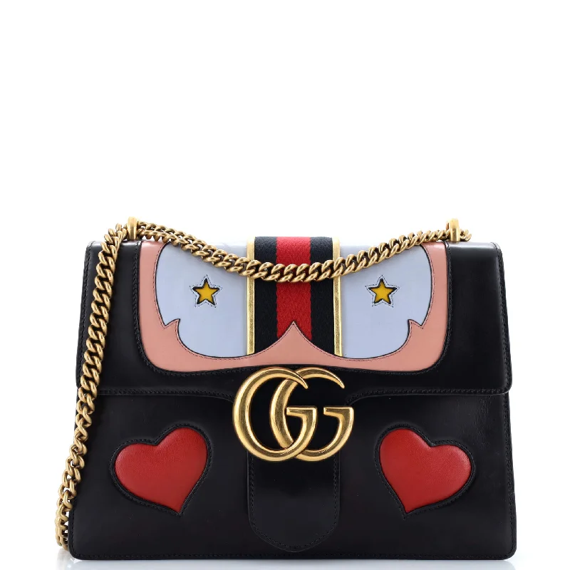 Web Heart GG Marmont Chain Shoulder Bag Leather Medium