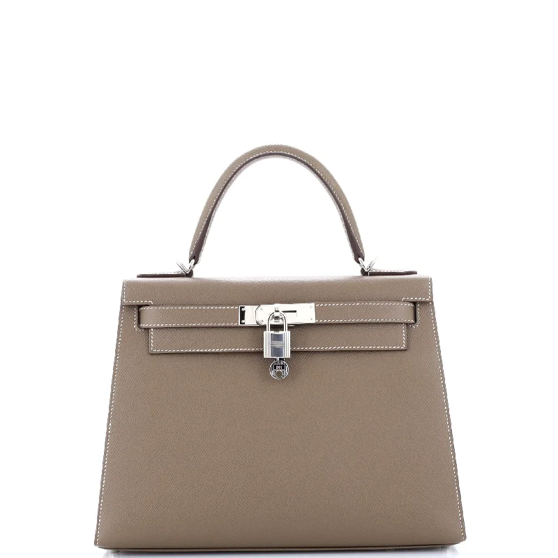 Kelly Handbag Grey Epsom with Palladium Hardware 28