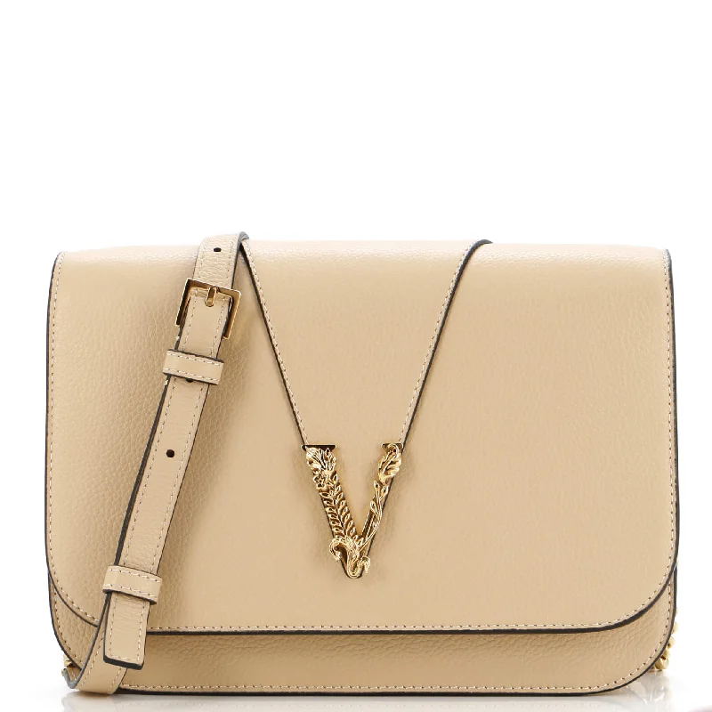 Virtus Chain Flap Shoulder Bag Leather Medium