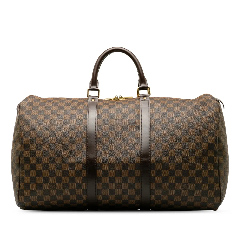 Brown Louis Vuitton Damier Ebene Keepall 50 Travel Bag