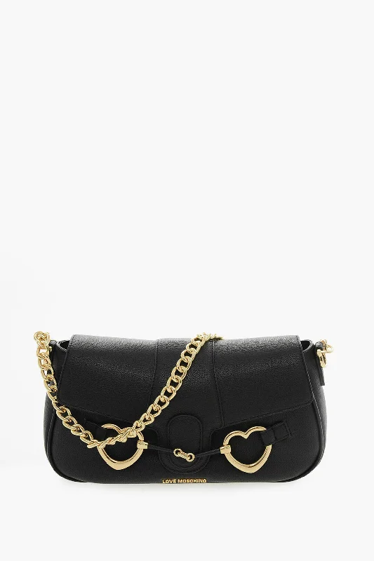 Moschino Love Faux Leather Shoulder Bag With Golden Chain