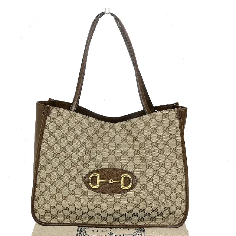 Gucci Horsebit  Canvas Shoulder Bag (Pre-Owned)