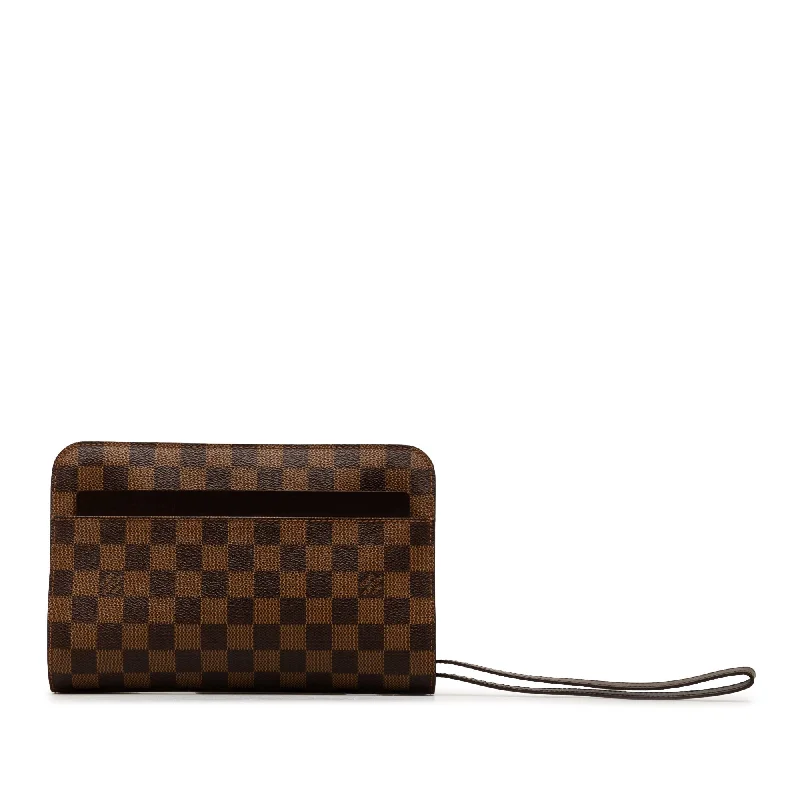 Brown Louis Vuitton Damier Ebene Pochette Saint Louis Clutch Bag