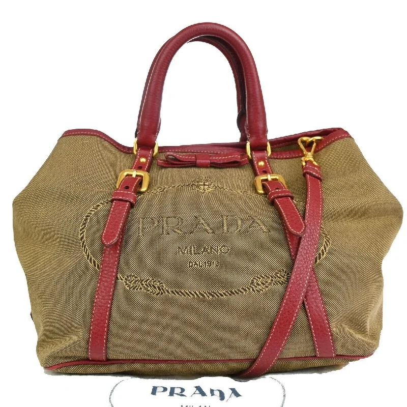 Prada Canapa  Canvas Shoulder Bag (Pre-Owned)