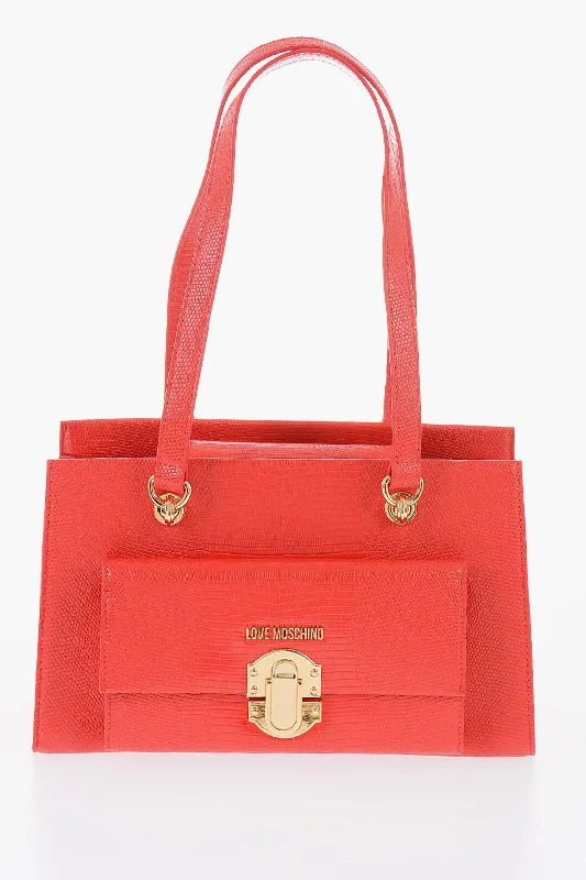 Moschino Love Faux Leather Shoulder Bag With Golden Details