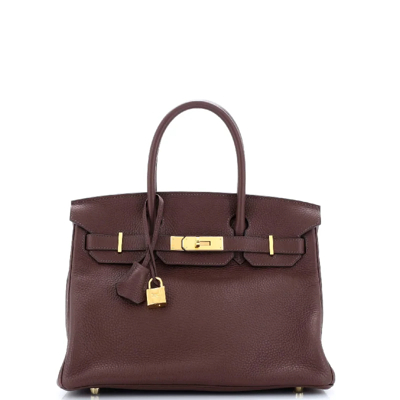 Birkin Handbag Havane Clemence with Gold Hardware 30