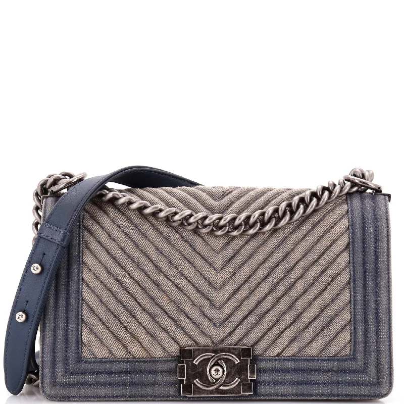 Boy Flap Bag Chevron Denim Old Medium