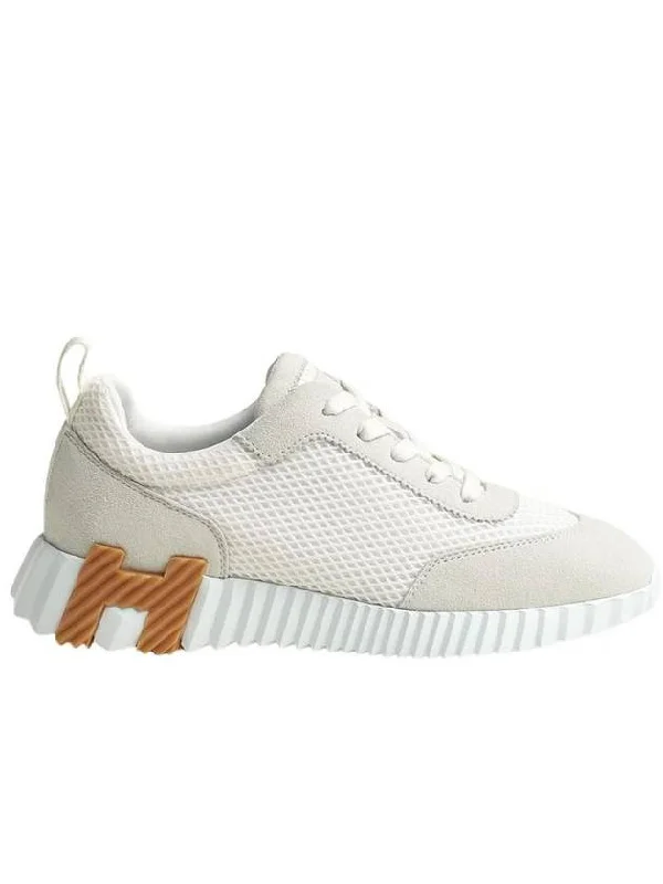 Bouncing Sneakers Graphic Mesh Suede Goatskin Blanc